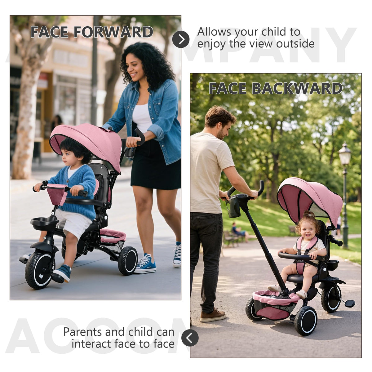 8 in 1 Toddler Tricycle with Push Handle M37479