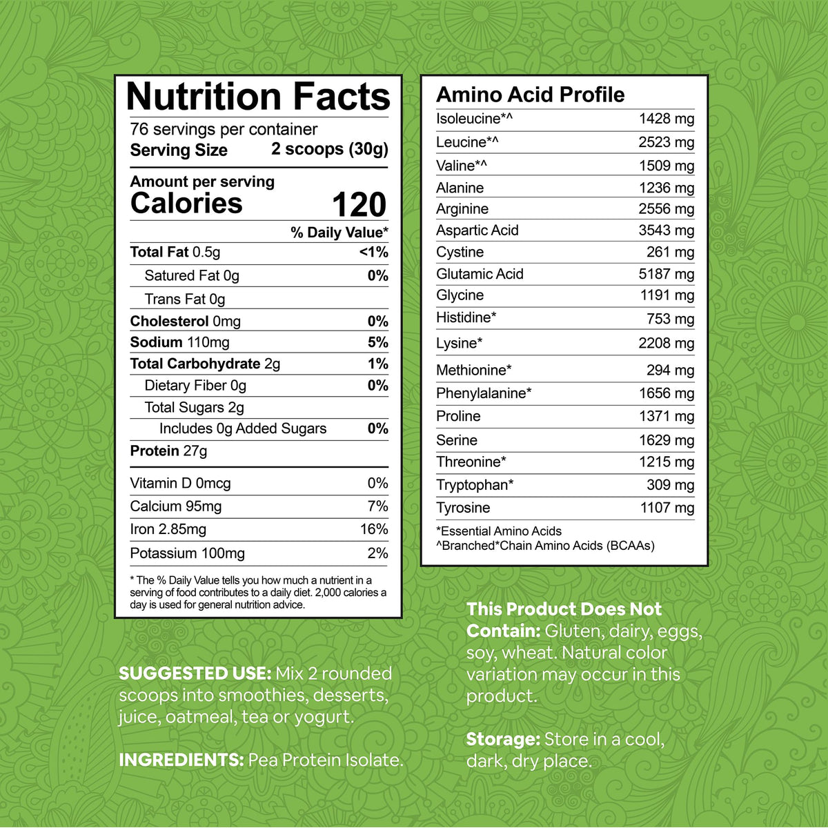 5 lb Plant-Based Pea Protein Powder Z7728