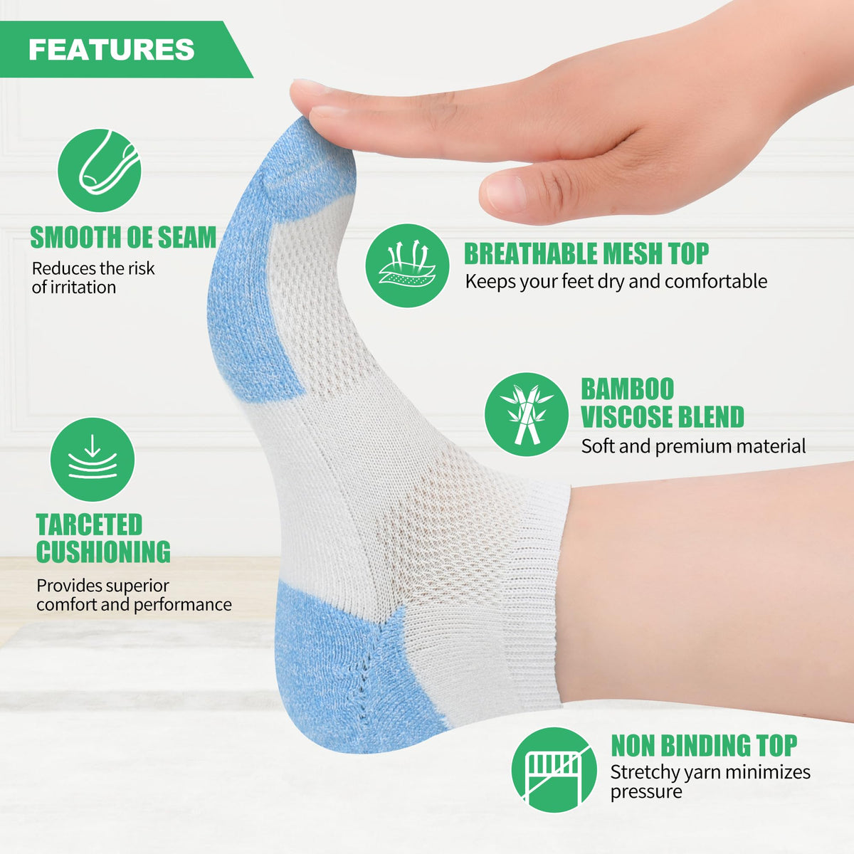 Diabetic Socks for Men, 12 Pairs Ankle & Low Cut Size 9-15 W120623