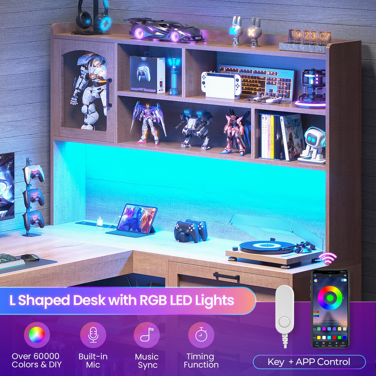 61" L Shaped Office Desk with Drawers and Storage T89620