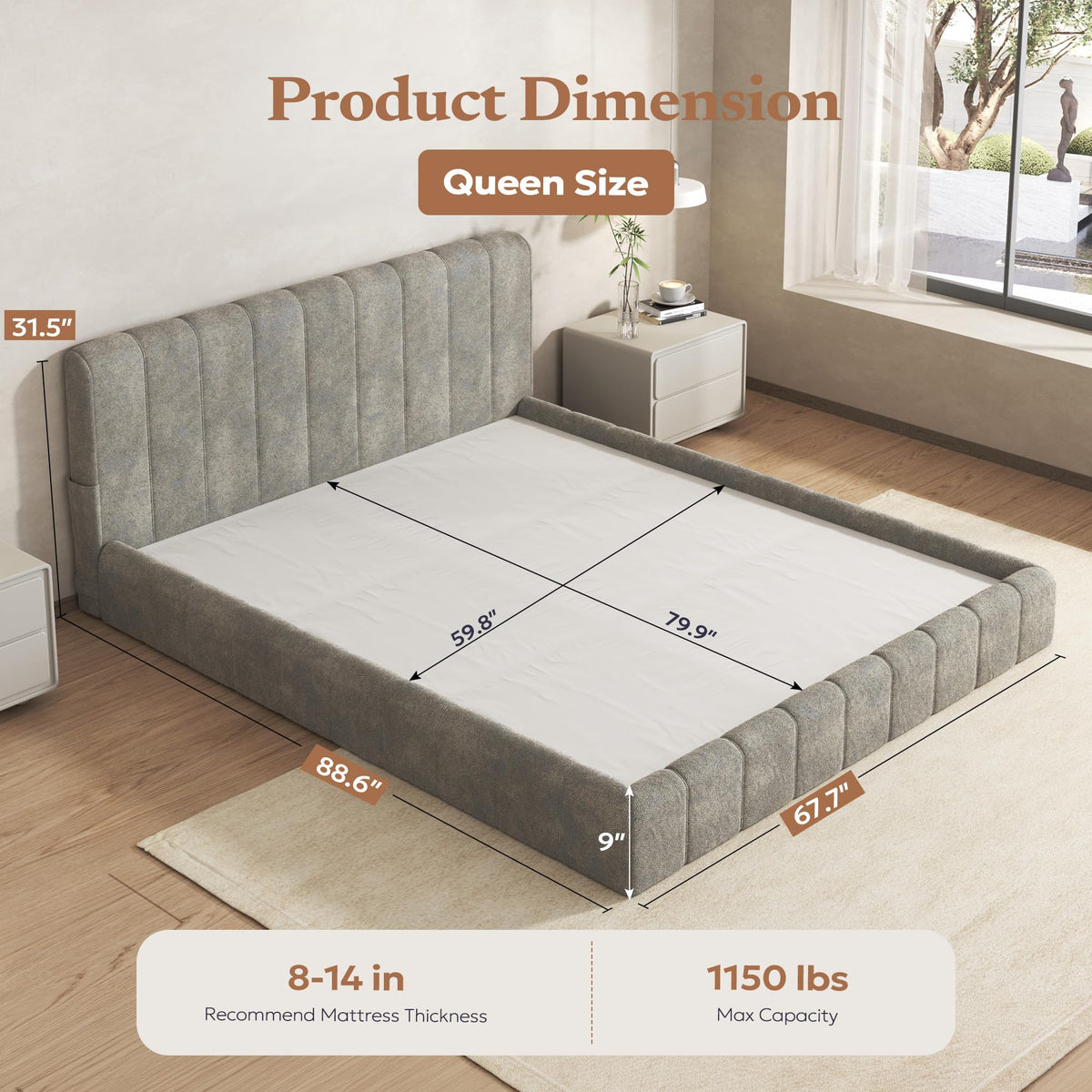 Queen Cloud Bed Frame O934374