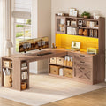 61" L Shaped Office Desk with Drawers and Storage T89620