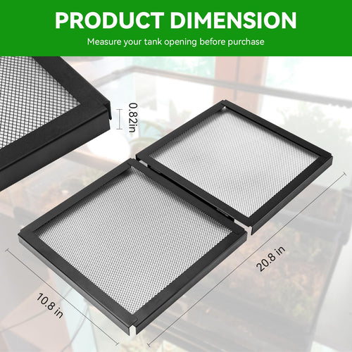 10 Gallon Tank Lid, Hinged Terrarium Screen Cover, 20.8" x 10.8" G47781