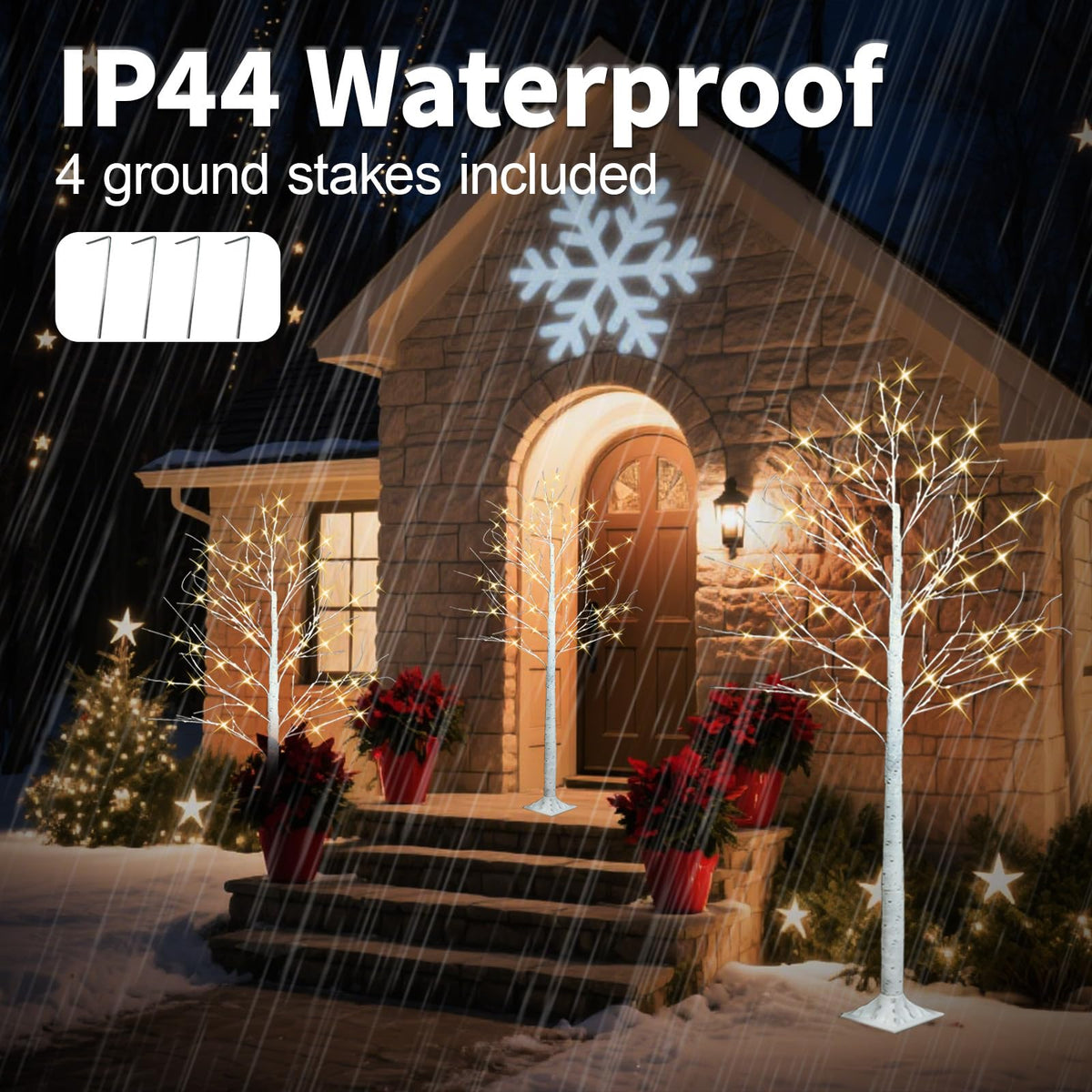 4FT 6FT 8FT Lighted Artificial Birch Tree Set of 3 N314122
