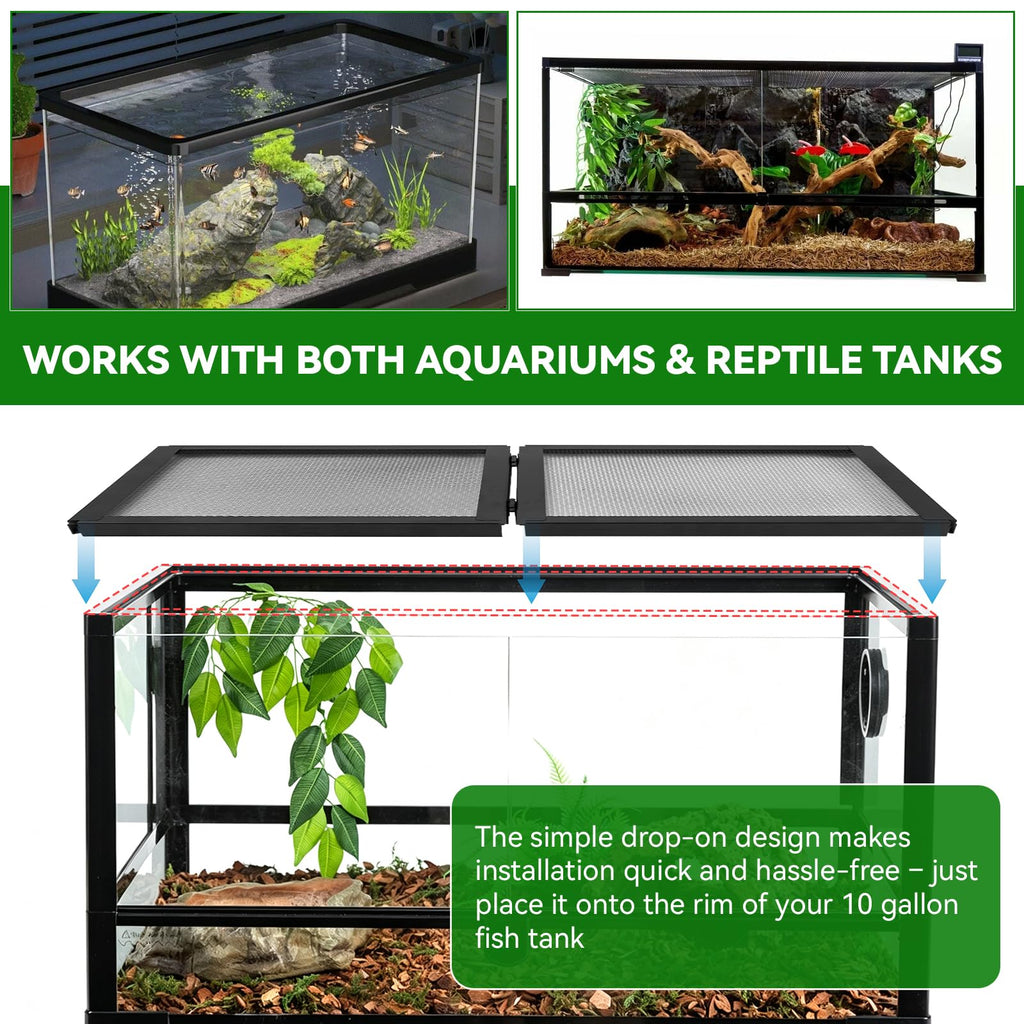 10 Gallon Tank Lid, Hinged Terrarium Screen Cover, 20.8" x 10.8" G47781