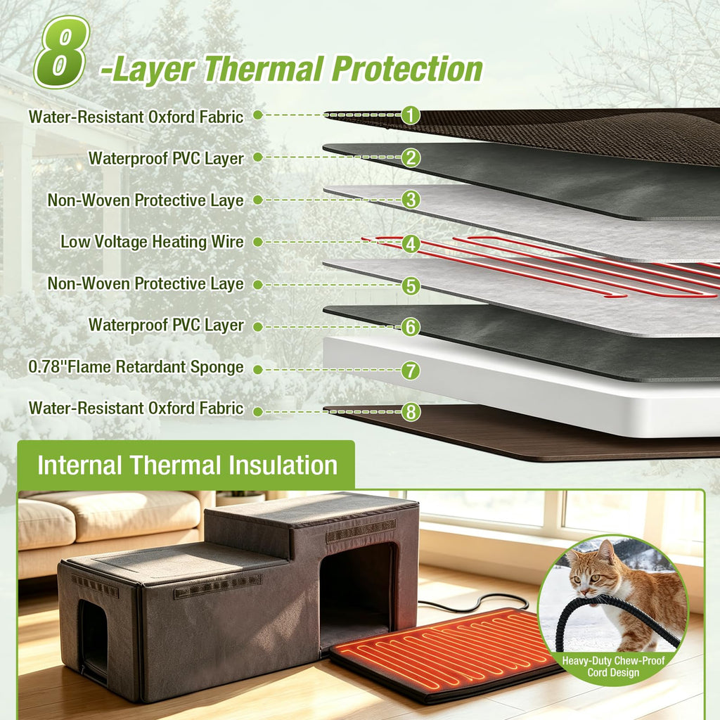Large Heated Outdoor Cat House with Insulated Liner Q60672