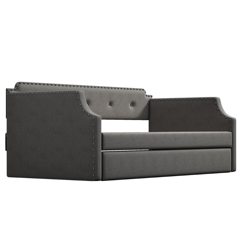 Twin Tufted Upholstered Daybed with Trundle Y67354