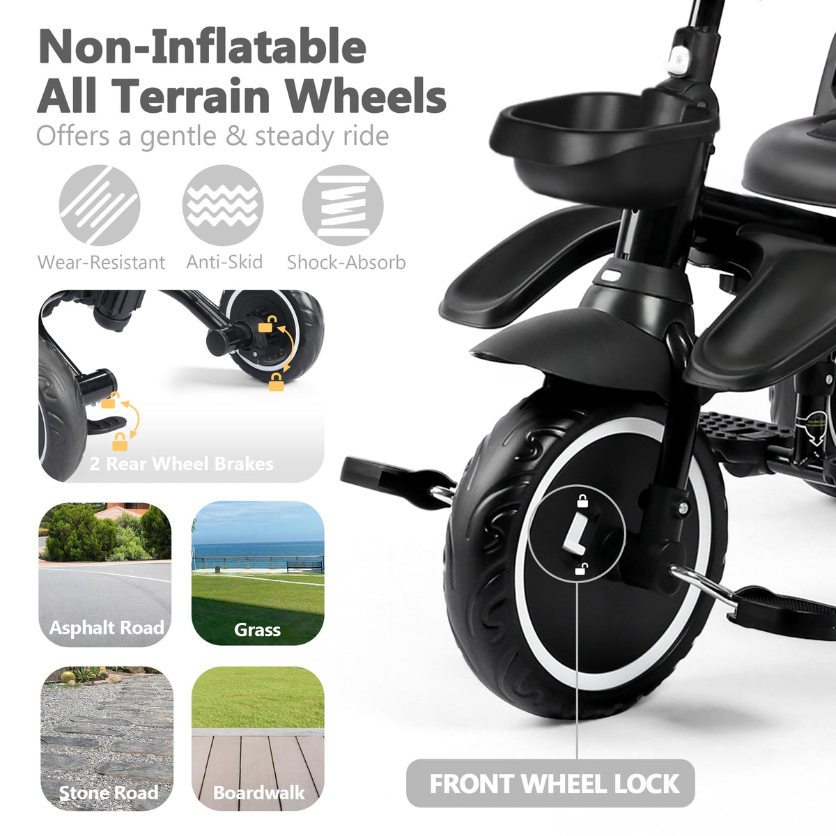 8 in 1 Toddler Tricycle with Push Handle M37479