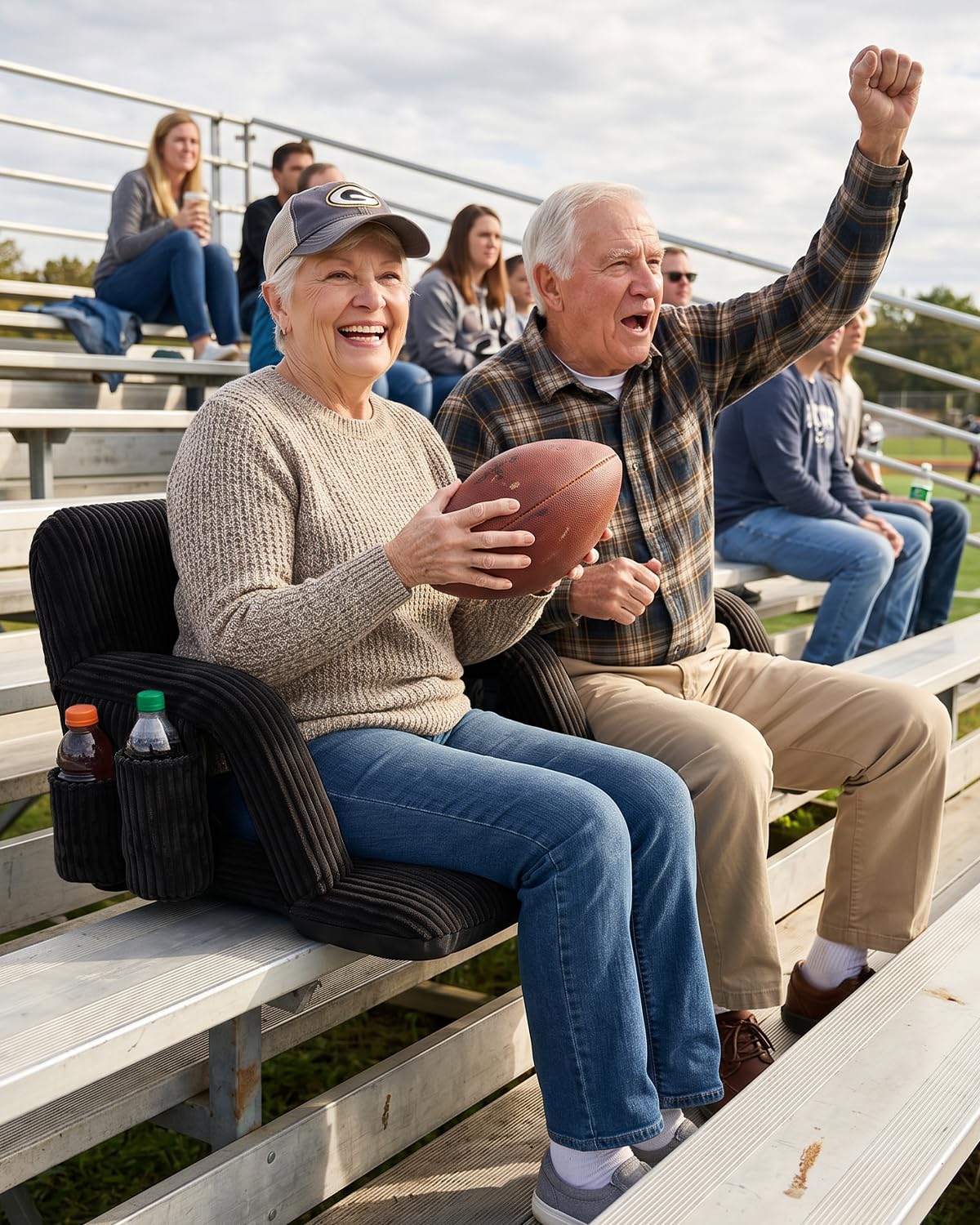 24'' Extra Wide Padded Corduroy Stadium Seats with Back Support, 2 Packs B87355