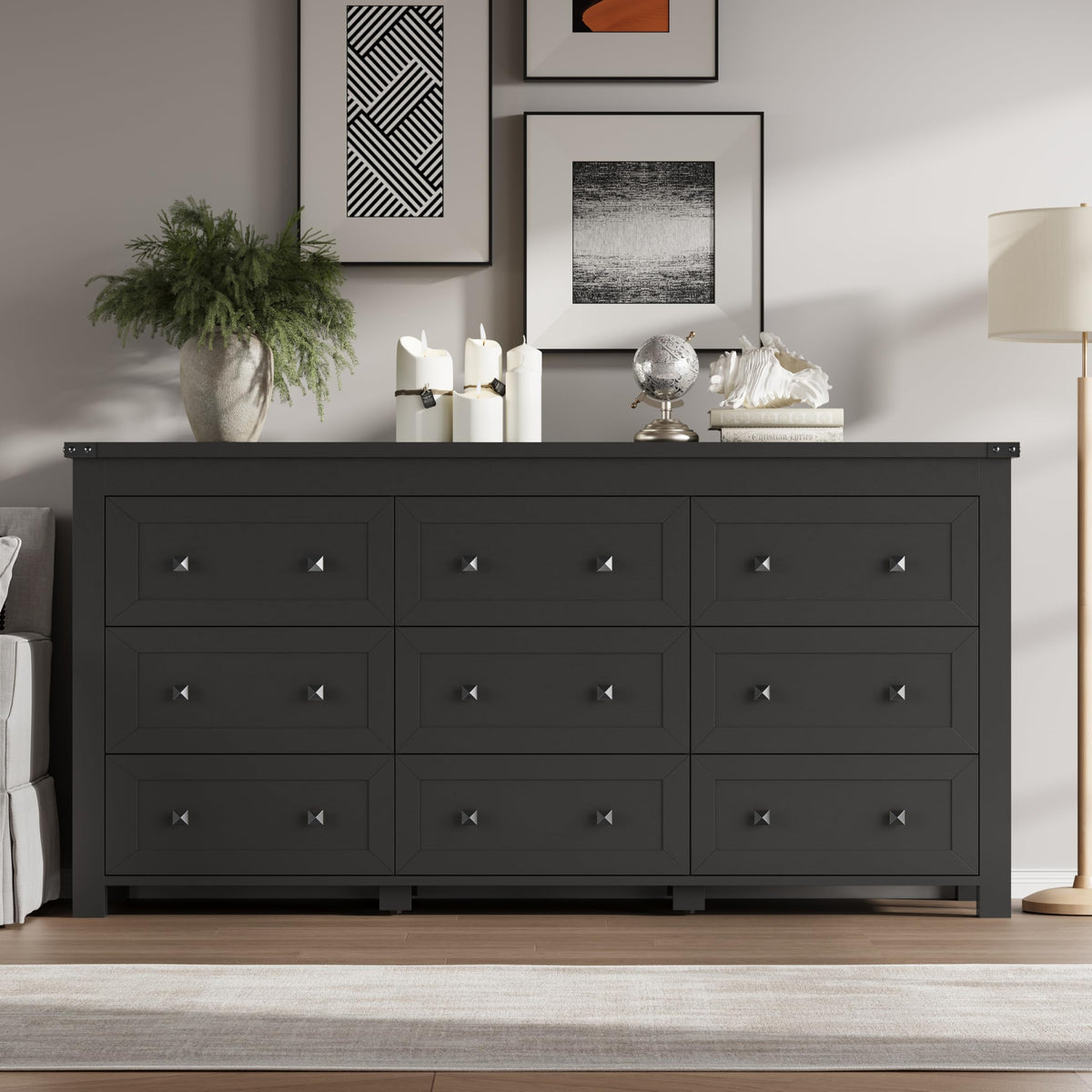 9 Drawer Wood Dresser Q74096