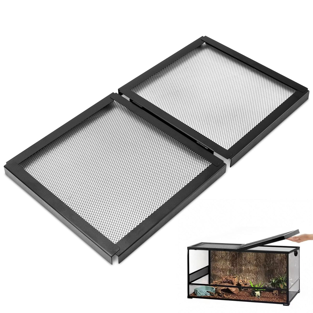 10 Gallon Tank Lid, Hinged Terrarium Screen Cover, 20.8" x 10.8" G47781