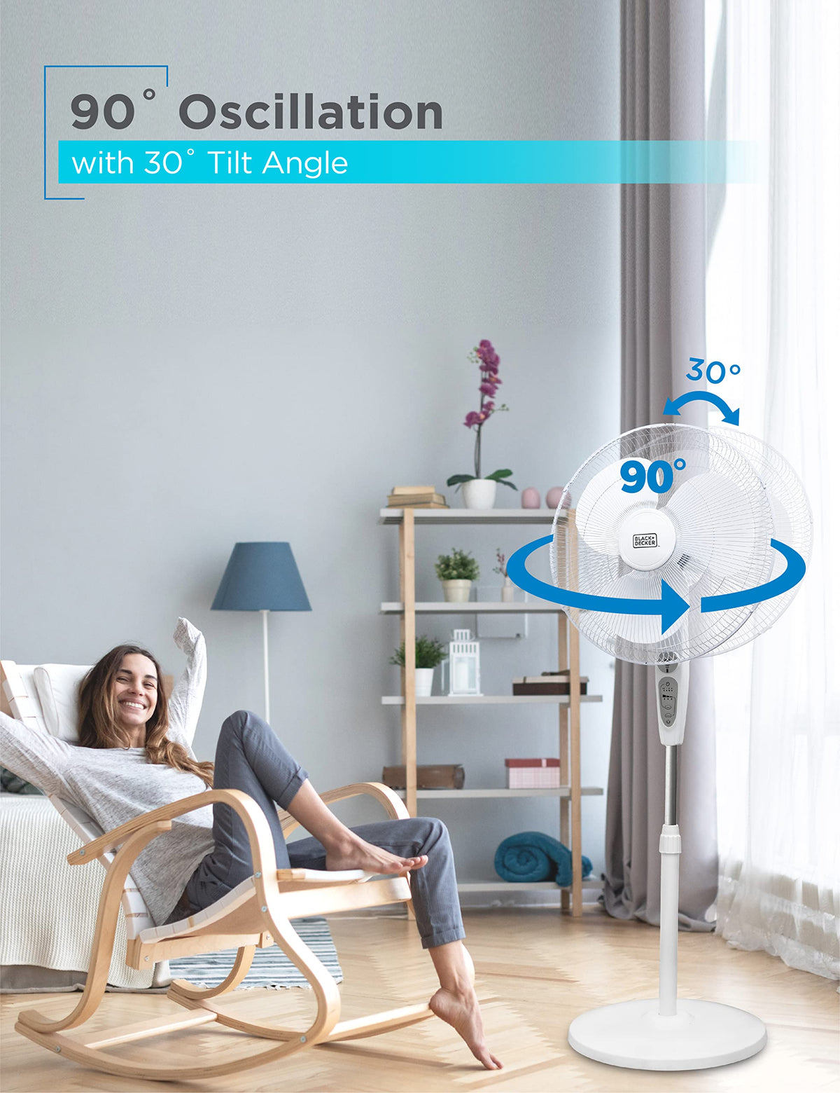 18-Inch Stand Fan with Remote and 3-Speed Settings, White A945262