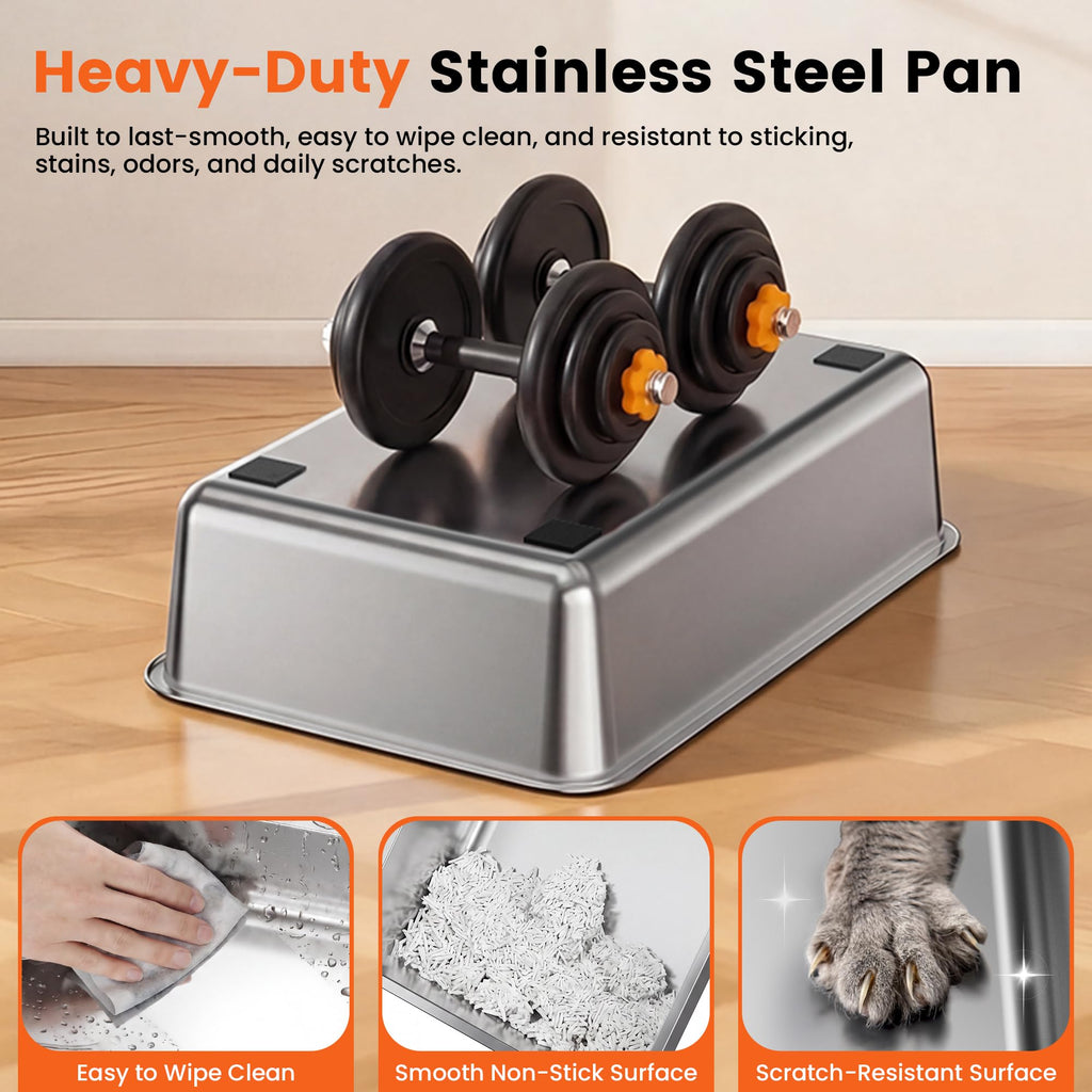 XL Stainless Steel Litter Box with Lid R979