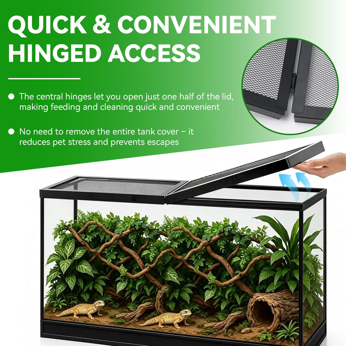 10 Gallon Tank Lid, Hinged Terrarium Screen Cover, 20.8" x 10.8" G47781