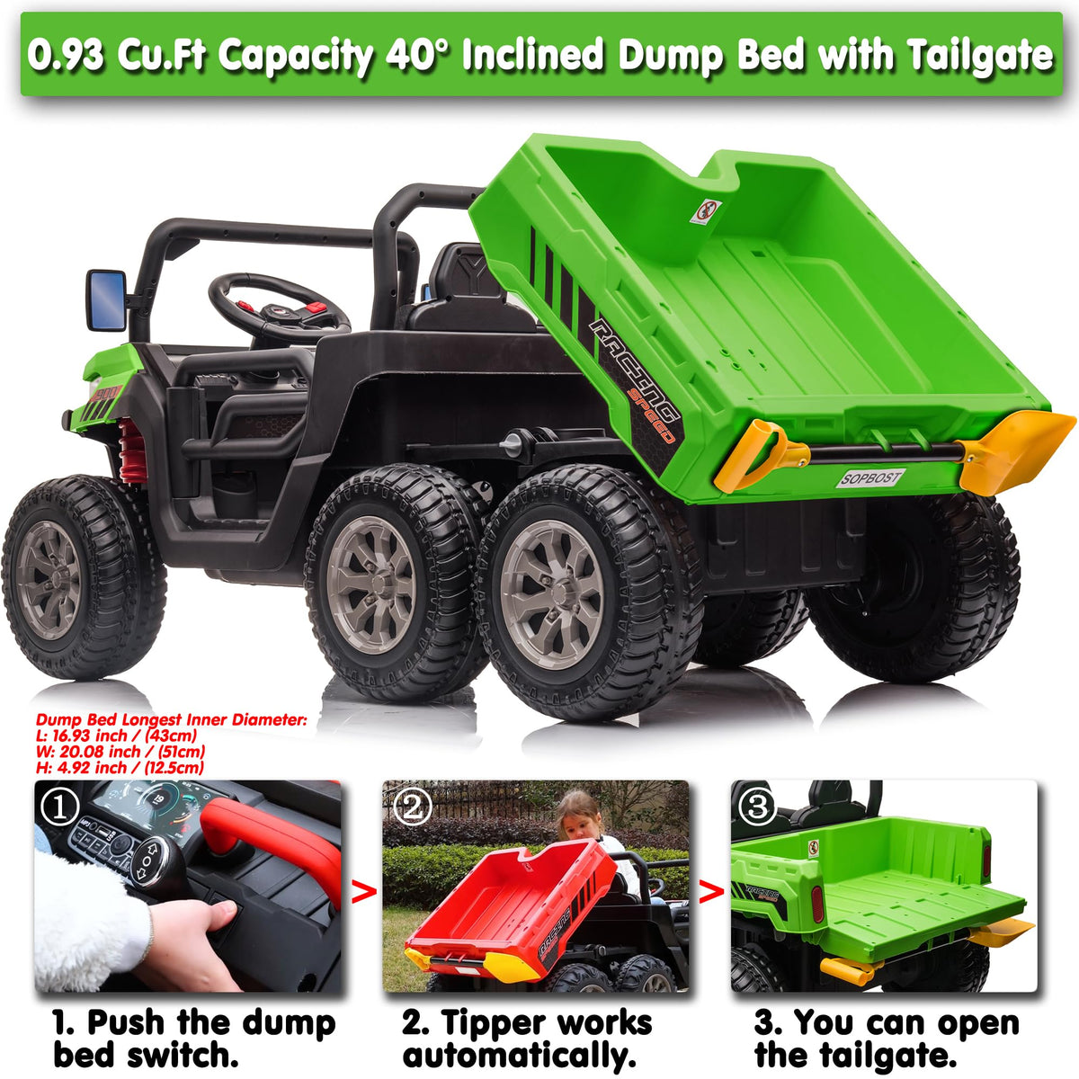 24V Kids Ride On Truck with Electric Dump Bed S973384
