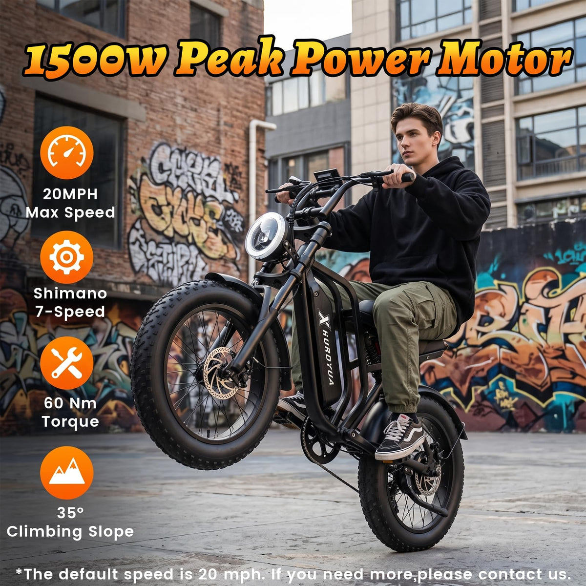 1500W Peak 20"x4" Fat Tire Electric Bike E360579