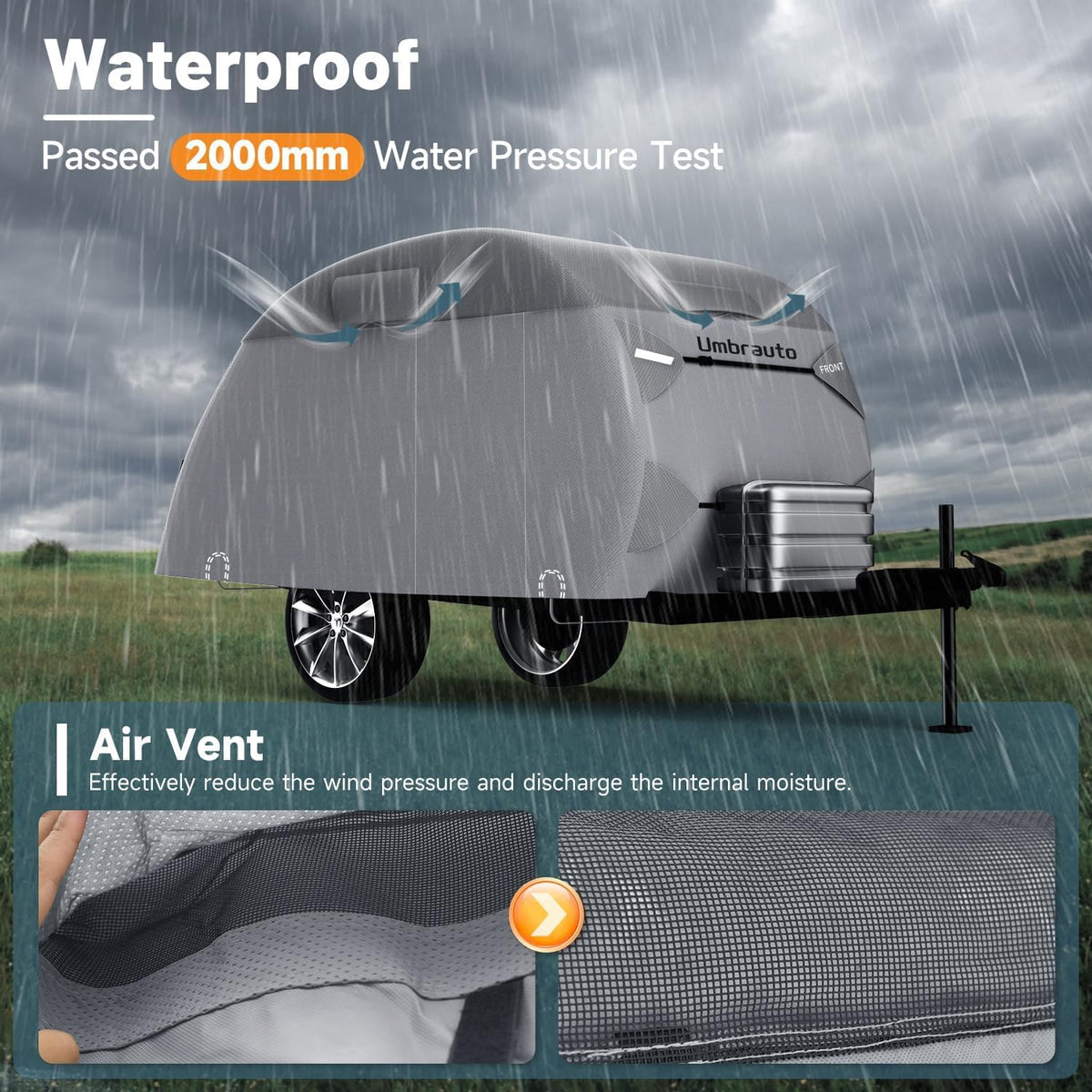 12-15 Camper 7 Layers Waterproof Teardrop Trailer Cover H336928