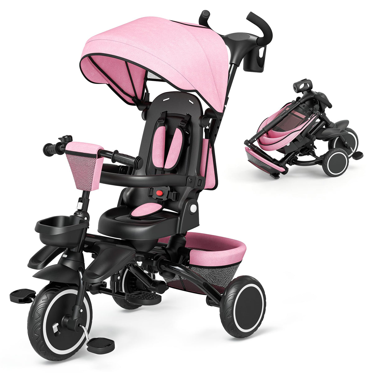 8 in 1 Toddler Tricycle with Push Handle M37479