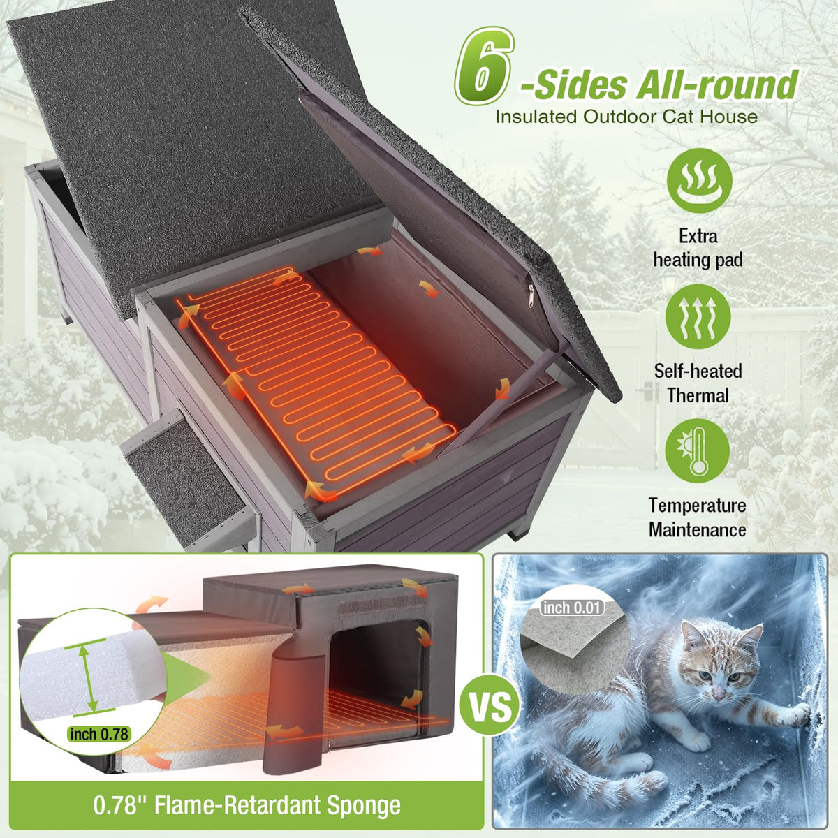 Large Heated Outdoor Cat House with Insulated Liner Q60672
