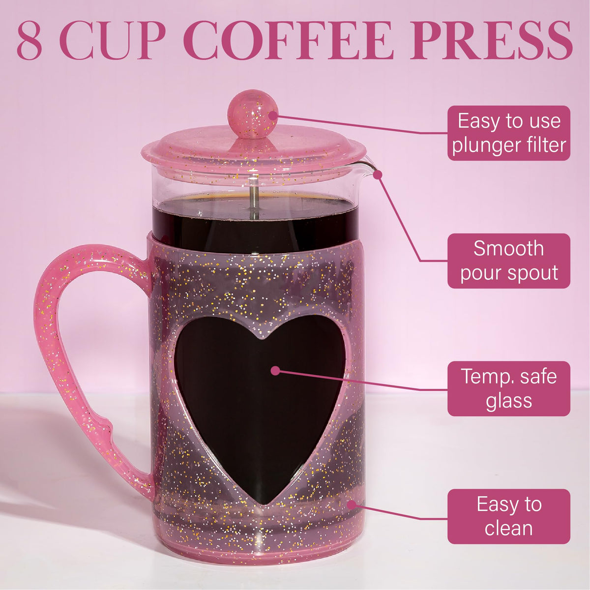 8-Cup Pink French Press Coffee Maker J89268