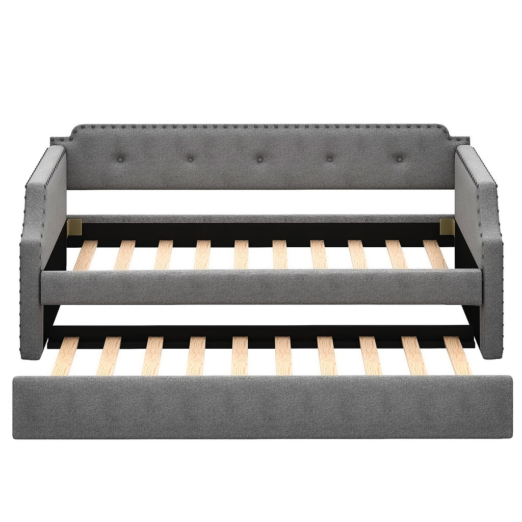 Twin Tufted Upholstered Daybed with Trundle Y67354