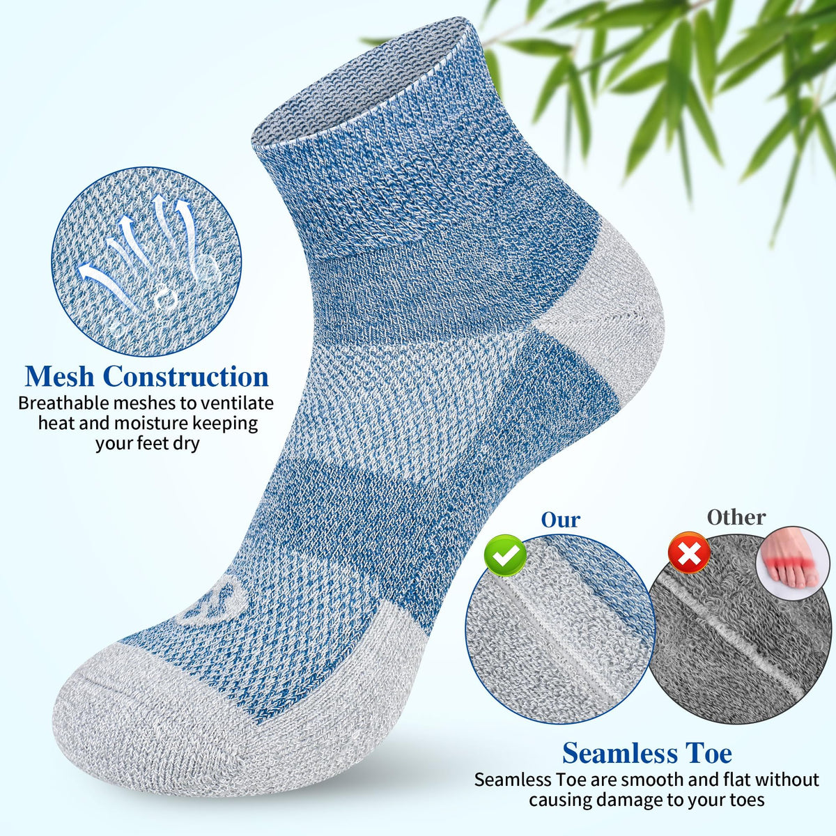 Diabetic Socks for Men, 12 Pairs Ankle & Low Cut Size 9-15 W120623