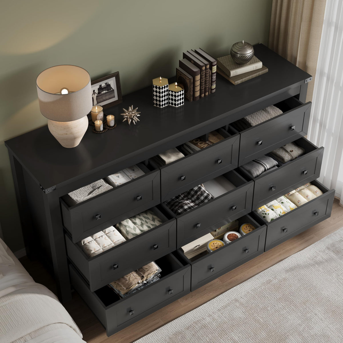 9 Drawer Wood Dresser Q74096