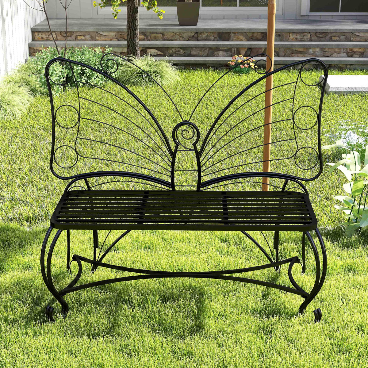 Cast Iron Garden Bench for 2 Persons Black B17157